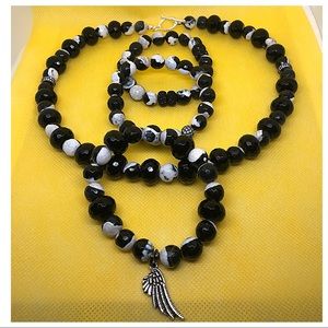Black & White Necklace and triple stack